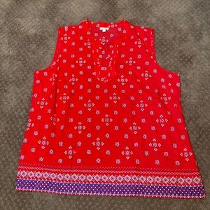 Talbots red and blue print tank top XL